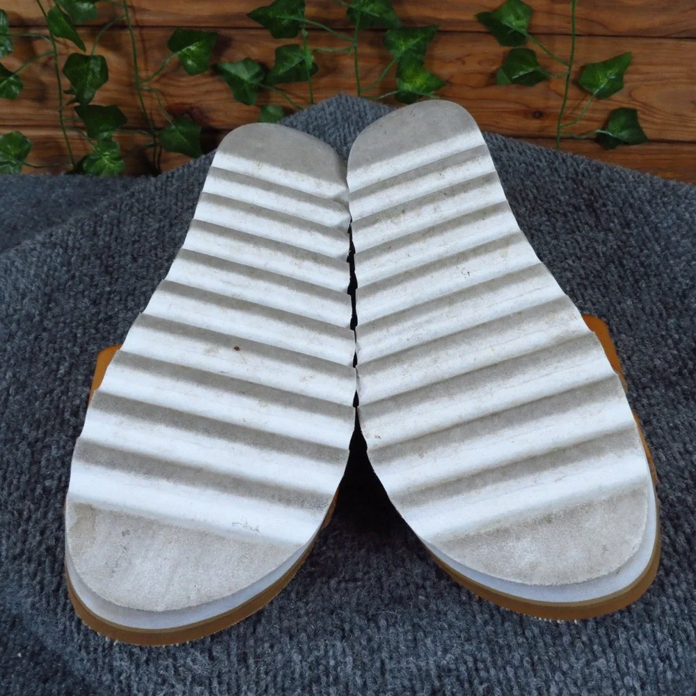 Reef Cushion Vista Hi Women Platform Slide Sandals Size 8 Beach Tan Synthetic